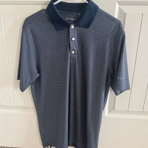 Walter Hagen Men's Polo Shirt - Navy and White Stripes